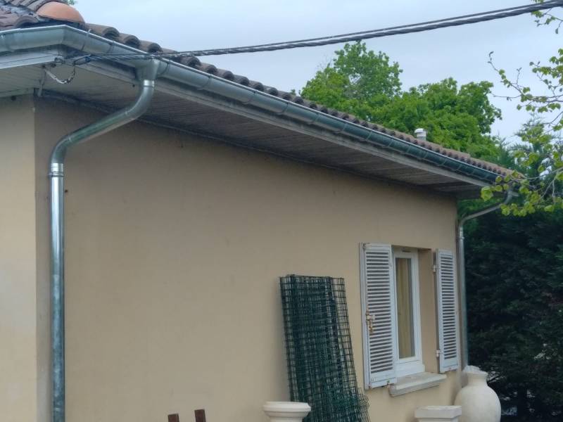 Gouttière et d’une descente en zinc sur une habitation à Biscarrosse