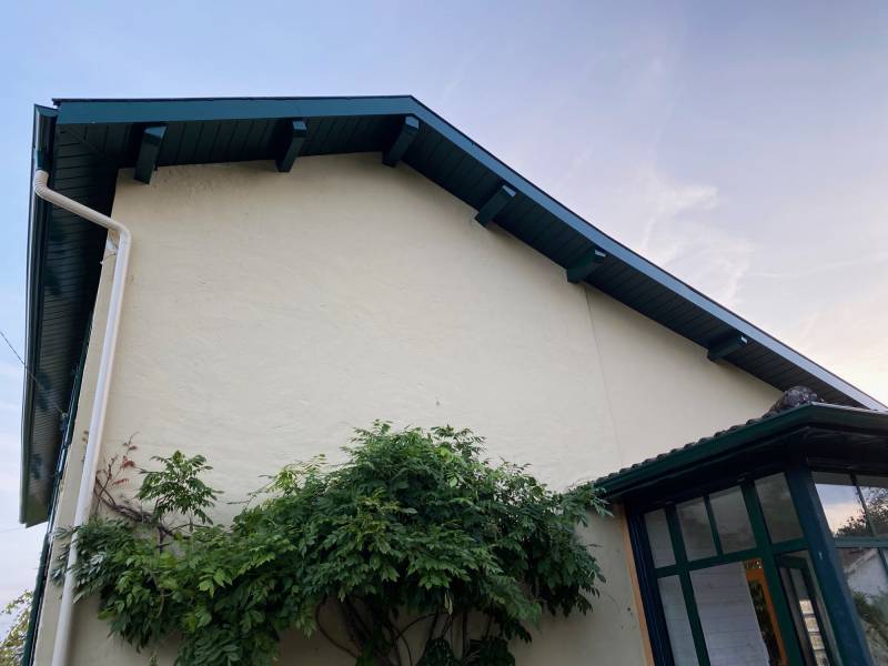 Habillage bandeaux, sous-face et tête de panne rénovés pour cette construction située à Salles